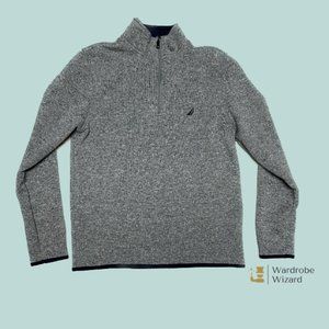 NAUTICA Men's Quarter Zip Sweater, M Gray